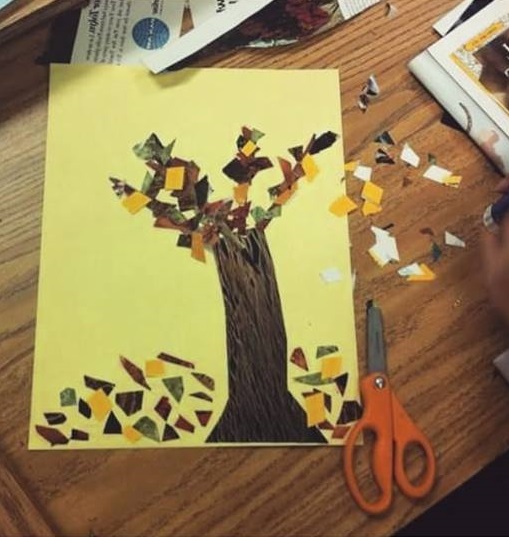 fall tree craft with papers