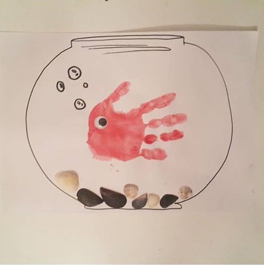 handprint art and aquarium craft