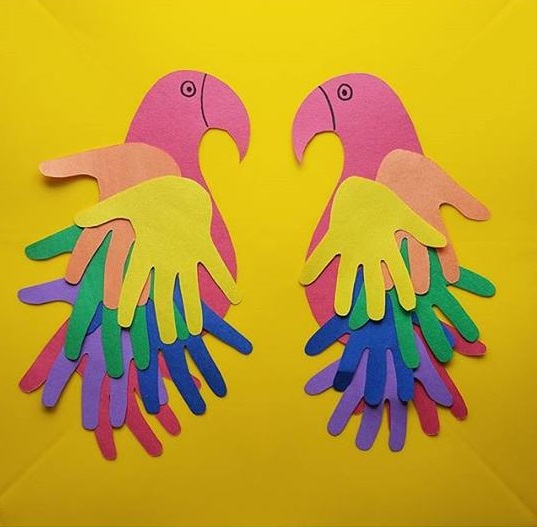 Parrot handprint art and craft activity