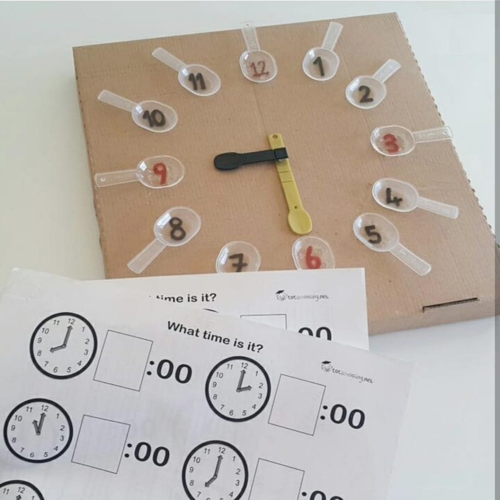 telling time activity with using spoon