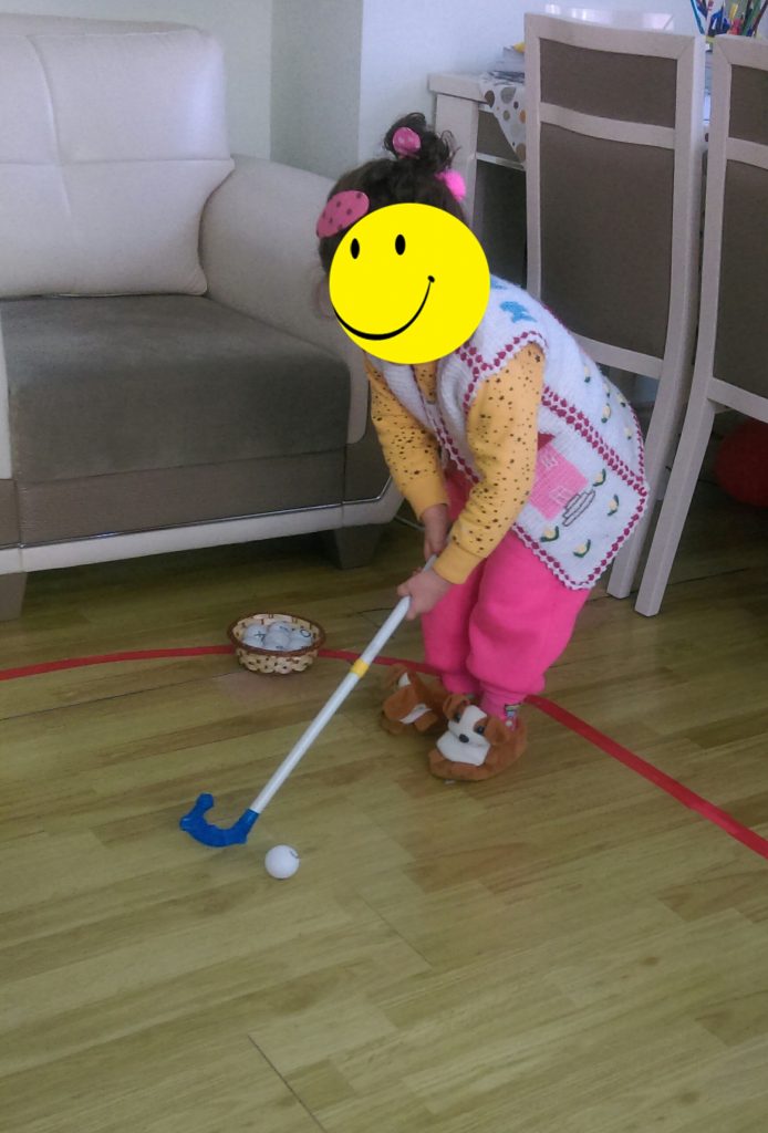 playing golf at home and office